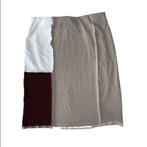 Nude color block mini pencil skirt